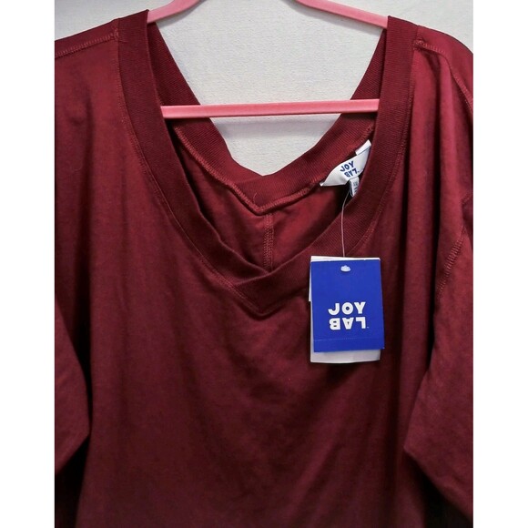 NWT JoyLab Cranberry Red Double V-Neck Sweatshirt Women’s Plus XXL Boxy Top - Picture 8 of 9